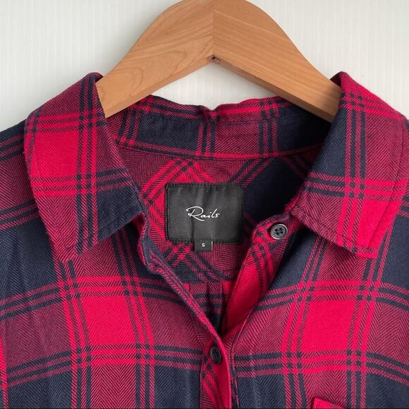 Rails plaid button down shirt red long sleeves collared - Picture 2 of 6